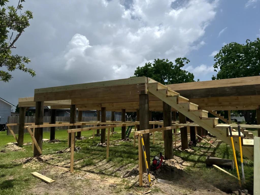 Elevated Deck Framing Pilings Stair Stringers