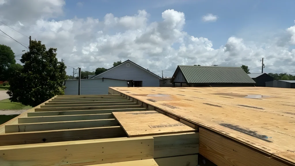 Elevated Deck Subfloor Plywood Installation Joists View