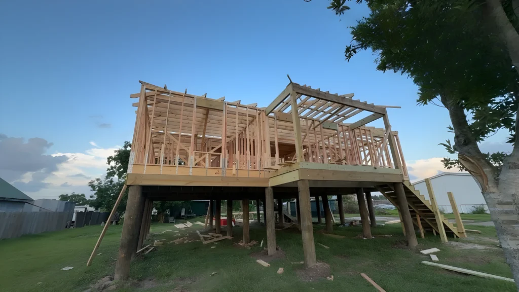 Elevated House Framing Structure View