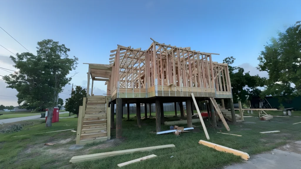 Elevated Structure Framing Ground View Upward Angle